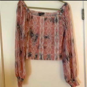 Anthropologie Ruched Blouse with cuffed wrist